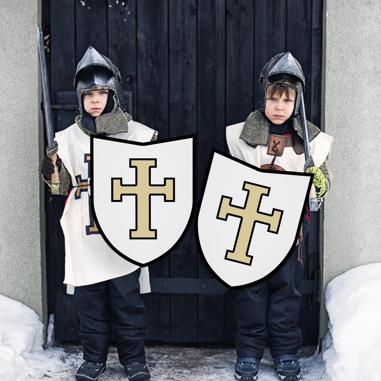 Vaguelly Diy Blanko - Panneau de cosplay léger pour enfants - Avec poignée - Pour travaux manuels, jeux de rôle - Accessoire de fête - Bouclier de protection chevalier - 40,6 x 30,5 cm