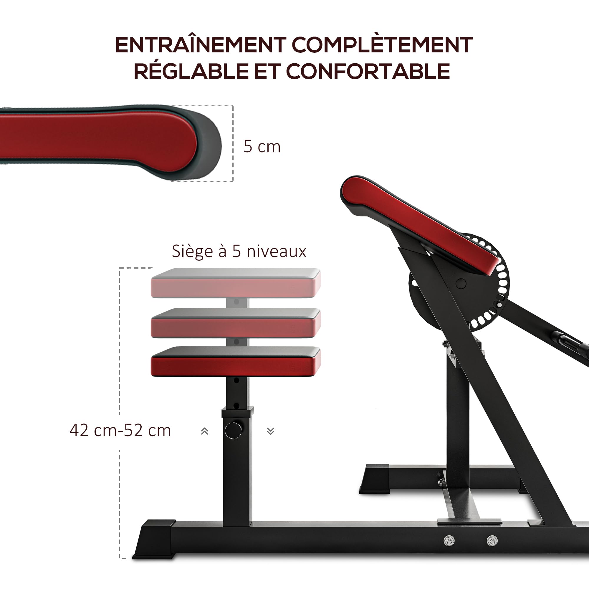 Banc d'entraînement réglable, capacité de 352lb, dossier à 7
