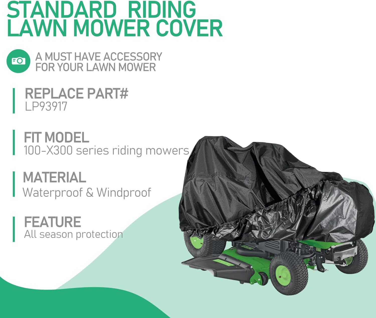 LP93917 Standard Riding Lawn Mower Cover Protective Heavy Duty Storage Waterproof lawn tractor cover For 100-X300 Series Tractors