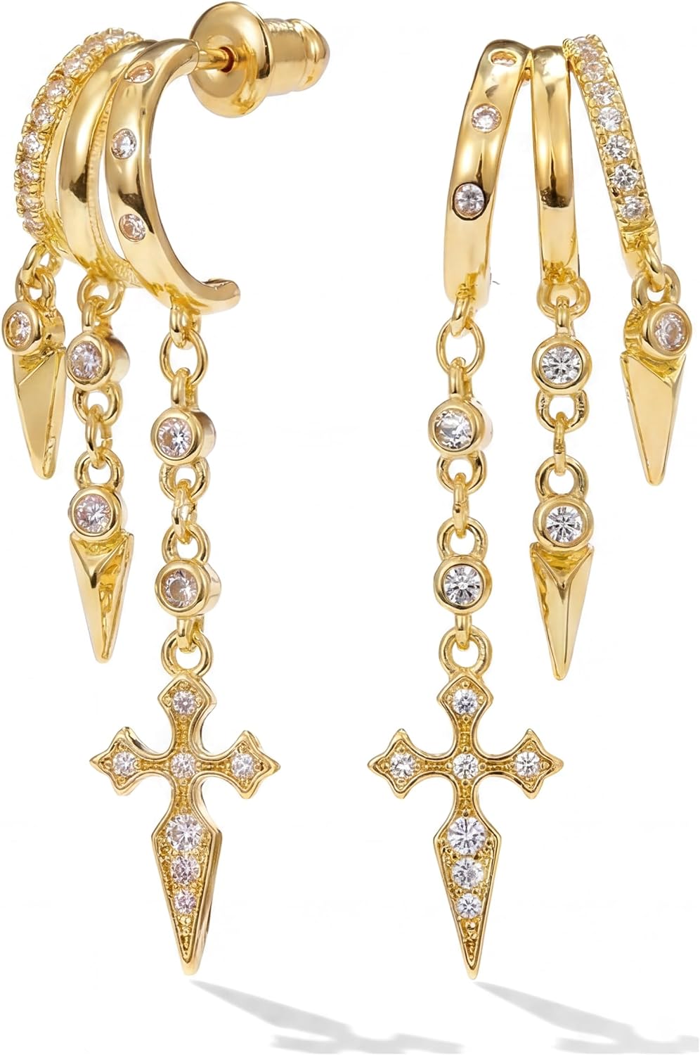 MUMREUES Gold Stud for Women for Women Unique Dengle Drop Stack Earrings