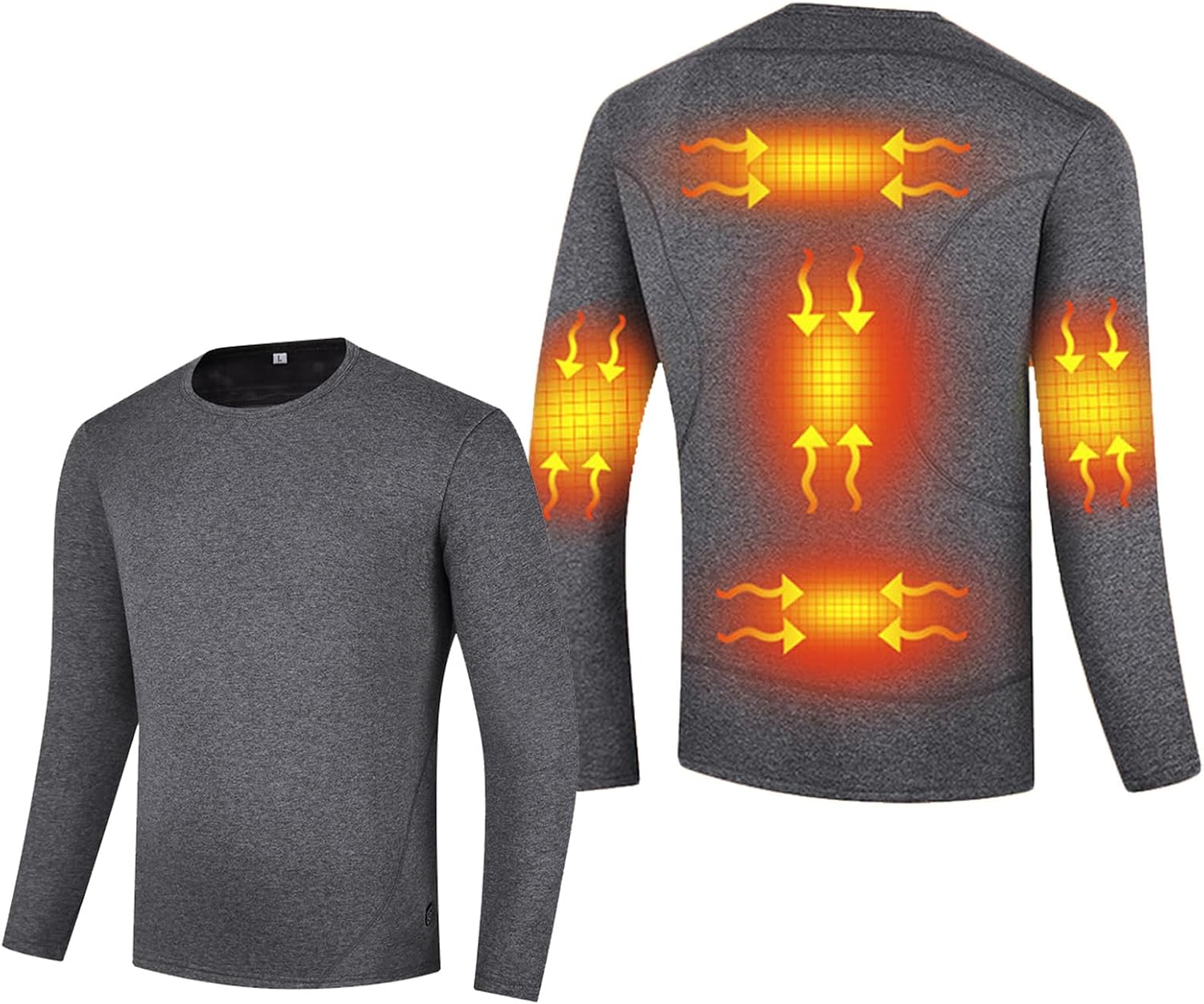 Thermal Underwear Top for Men Electric Heated Underwear Shirt Fleece Lined for Outdoor Cold Weather