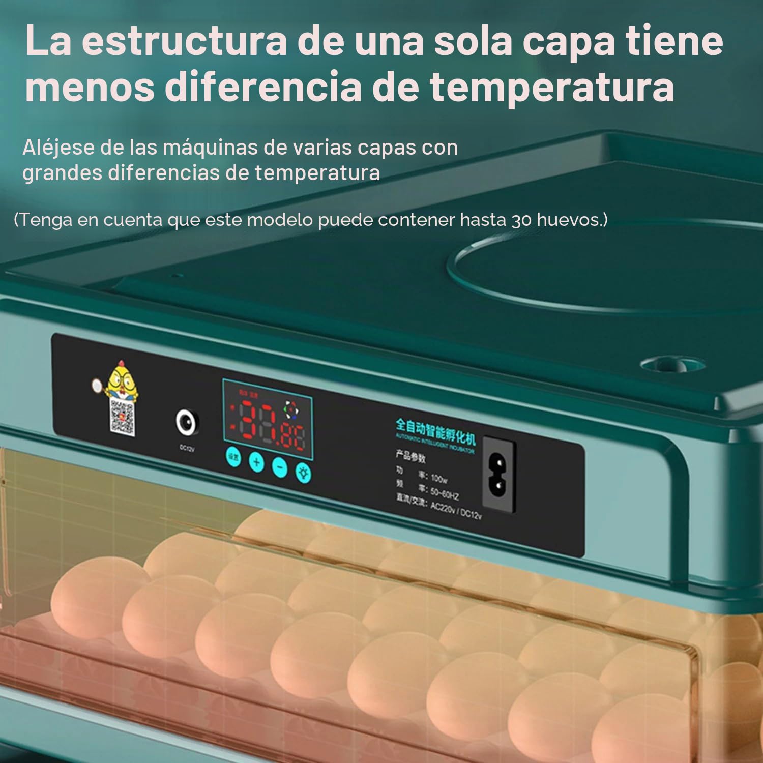 Incubadora Huevos Gallina,Incubadora De 24-36 Huevos Con Volteo Automático De Huevos y Humidificación Automática,Indicador De Humedad y Temperatura,Para Pollos,Codornices,Patos y Gansos