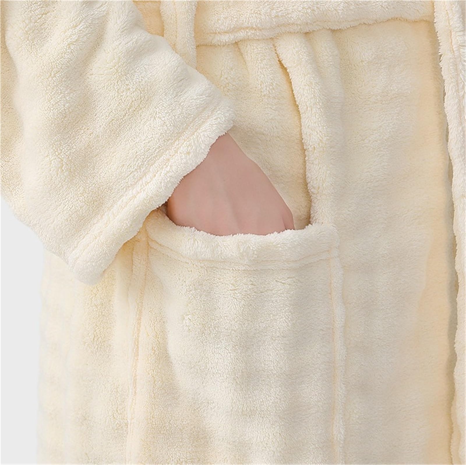 Albornoz Para Viajes Piscina Albornoz De Lana For Mujer Cálido Con Capucha Bata Cinturón Felpa Bolsillos Camisón Suave Ropa De Dormir