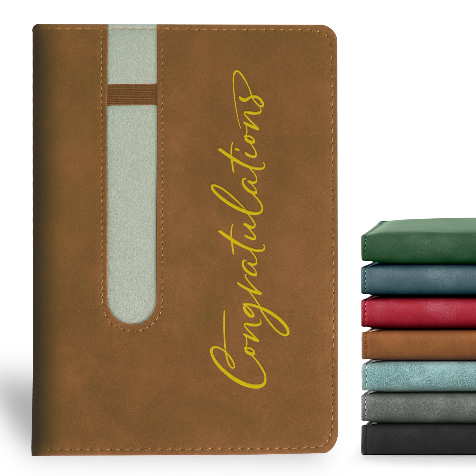 ENOMY A5 Personalised Notebook Custom Notebooks Waterproof Leather Hardcover Personalized Journal for Men Women Lined 240 Pages Notebook for Business Work College Support Logo Text Photo Coffee