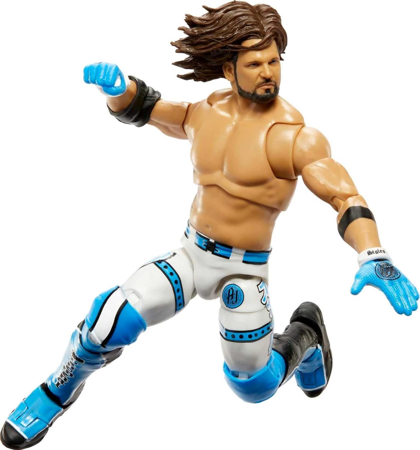 Mattel WWE Ultimate Edition Action Figure & Accessories Set, AJ Styles 6-inch Collectible with 30 Articulation Points, Swappable Pieces & Entrance Gear