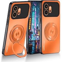 Compatible with Honor 600 Pro Case with Stand, Hard PC Ultra Thin Cases, Matte Shockproof Phone Case for Honor 600 Pro with Magnetic Ring Orange