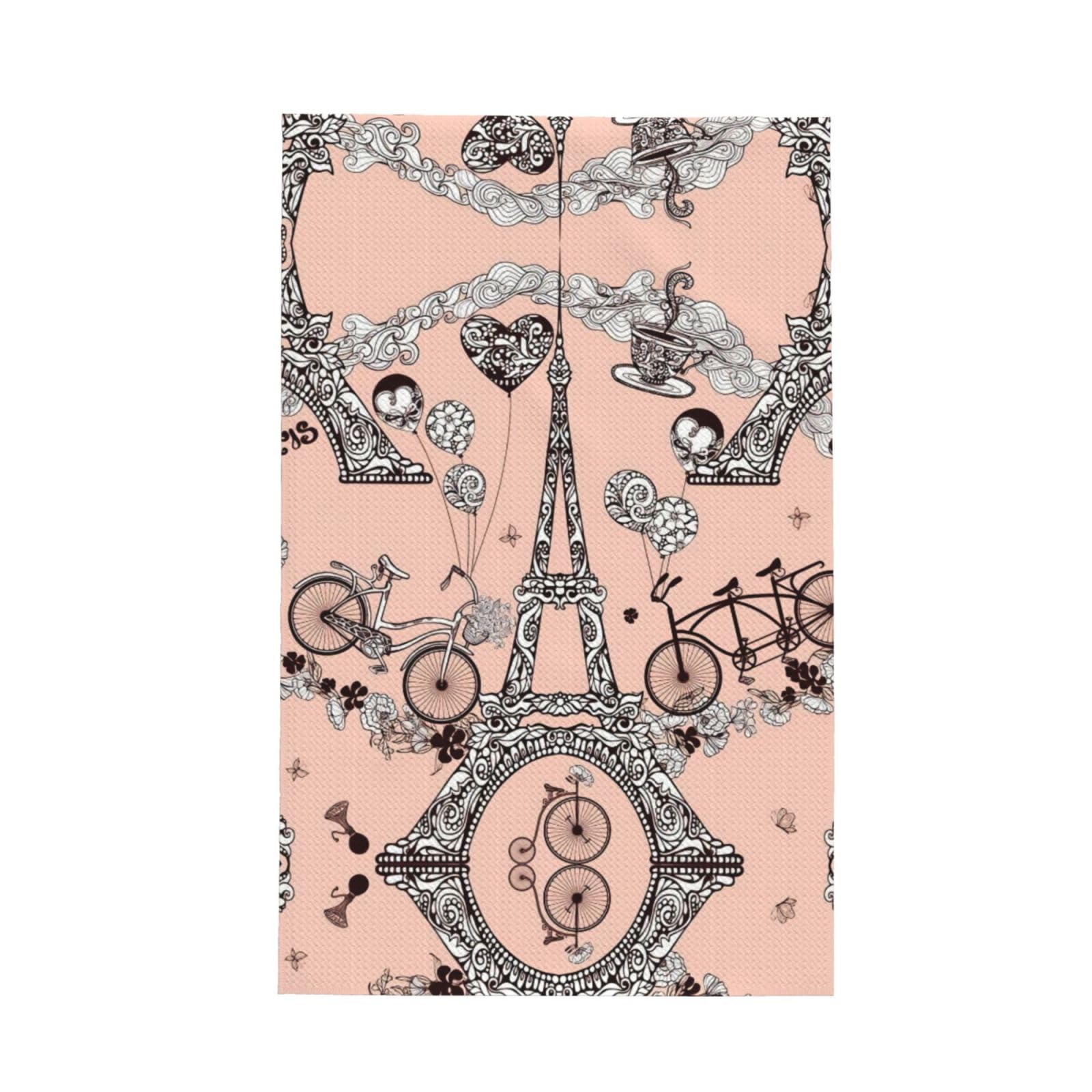 Xxahnbm Black Bicycle Coffee Balloon Print Waffle Kitchen Towel,Absorbent Hand Towel