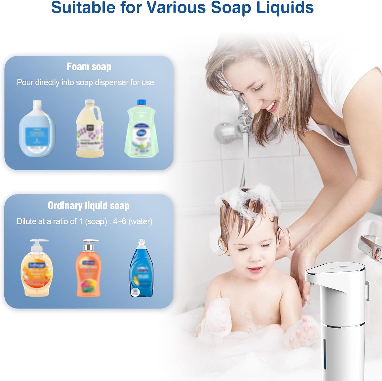 Automatic Soap Dispenser – Touchless Foaming Soap Dispenser 350ml USB Rechargeable Dispenser Electric Wall Mounted 3 Levels Adjustable for Bathroom Kitchen Dish Soap - Image 8