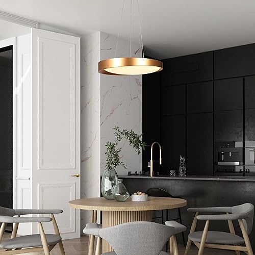 Miniatura 3 de Candelabro de oro moderno, candelabros LED para comedor, lámpara colgante dorada para isla de cocina, vestíbulo, 19.5 pulgadas de diámetro