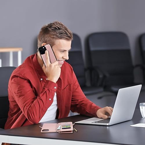 Miniatura 7 de MInCYB Funda tipo cartera para iPhone 15 Pro Max con tarjetero (12 ranuras para tarjetas), funda de piel sintética para mujeres y hombres, carga