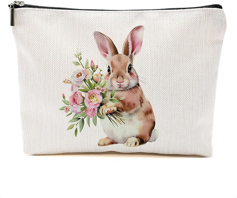 Necessaire DHKG com estampa de coelhos, multicolorida 0567, com zíper