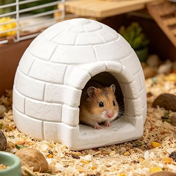 Small Hamster House for Cage - Cooling Resin Enclosure for Gerbils, Chinchilla Resting House, for Pet Parents, Adults, Holder, Study, Office, Living Room, Bedroom, Apartment, Shops