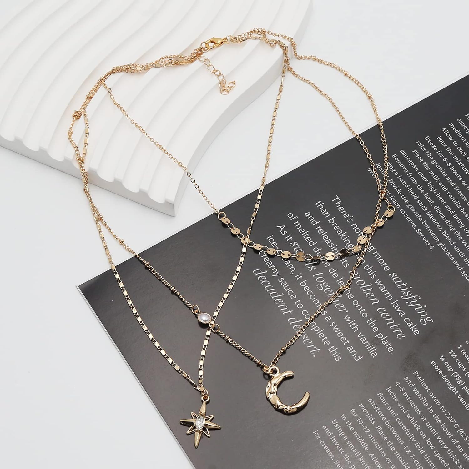 Miniatura 7 de Butterfly Layered Necklaces for Women, Pearl Pendant 14k Gold Plated Dainty Choker Layering Long Necklace for Women Gold