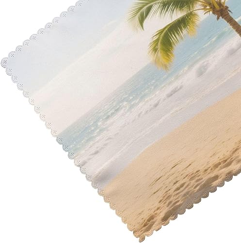 Miniatura 5 de Rectangular Placemats Set of 4, Heat Resistant Palm Trees Printed Kitchen Dining Table Mats
