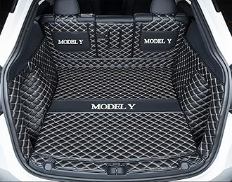 Cargo Mat for Tesla Model Y 5-Seater 2020-2025 Car Trunk Liner (Rear Trunk Cover+Back Seat Protector+High Sides Panel Protector+Door Sill Protector)