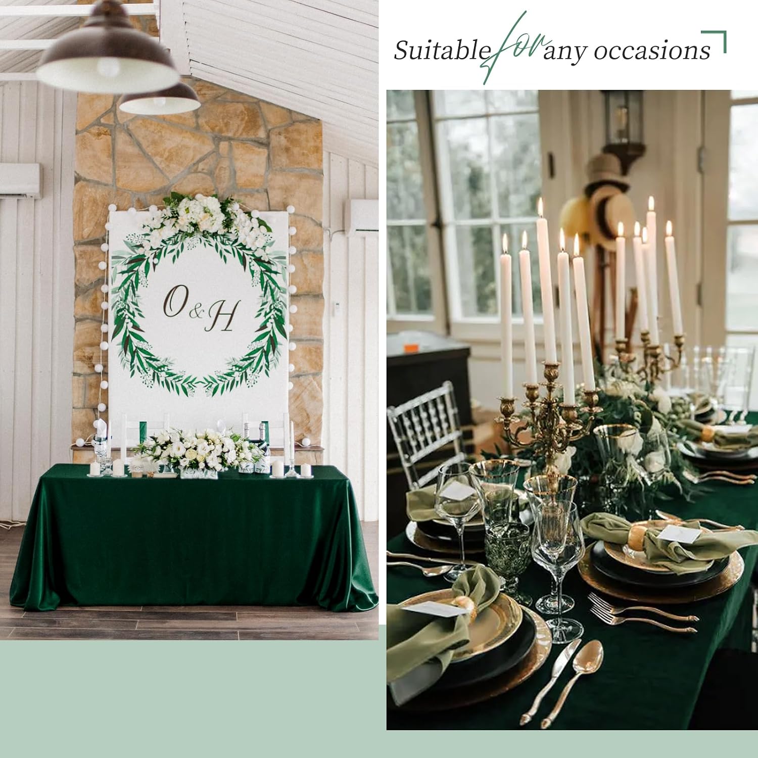 10 Packs Hunter Green Polyester Tablecloth 60 x 102 inch Rectangle Table Cloth for 6 Foot Tables Wrinkle Resistant Washable Fabric Table Cover Polyester Orange Table Cloth for Party,Wedding, Banquet