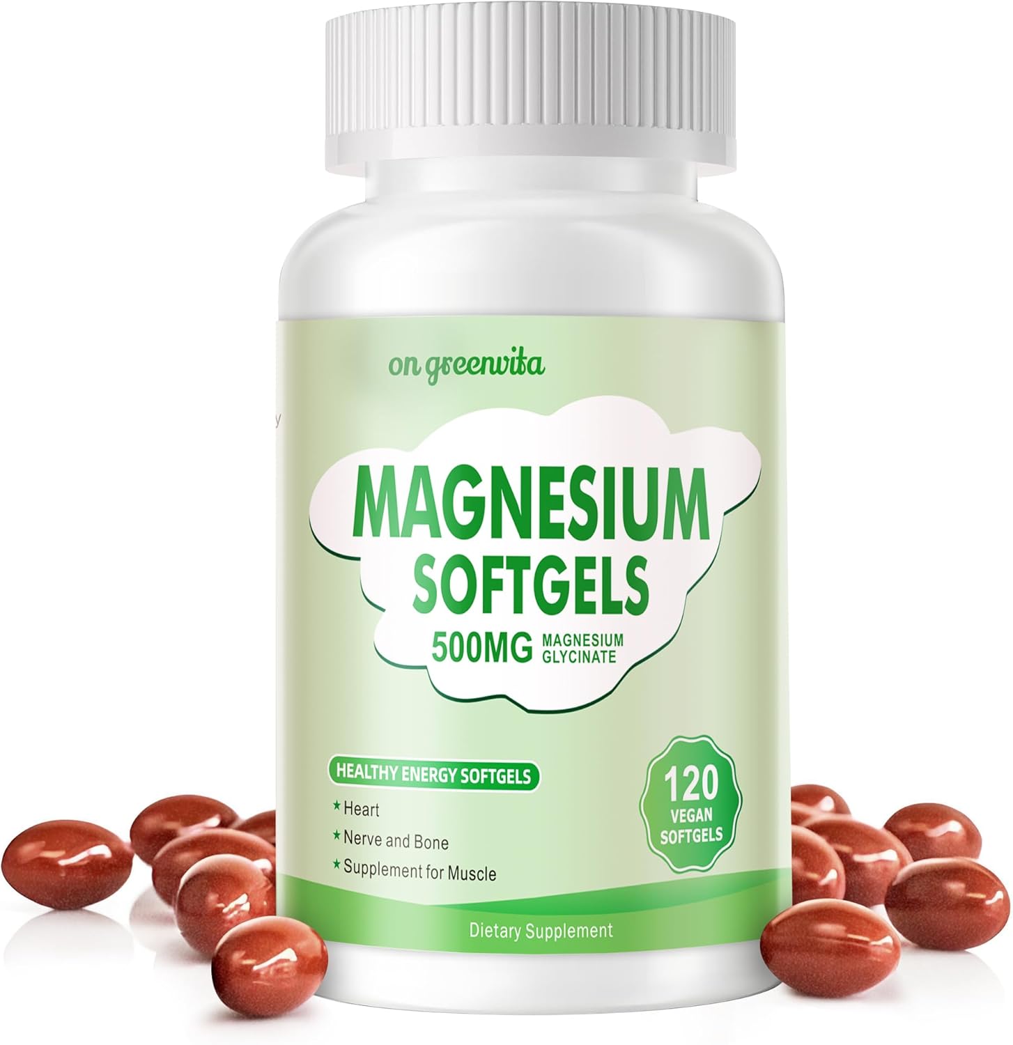 (Exp: 09/2026) Magnesium Supplement Softgels, Easy Absorption Magnesium Glycinate 500mg, High Bioavailability Magnesium for Sleep & Calm Support, Nervous, Muscle & Bone Health 120 Softgels