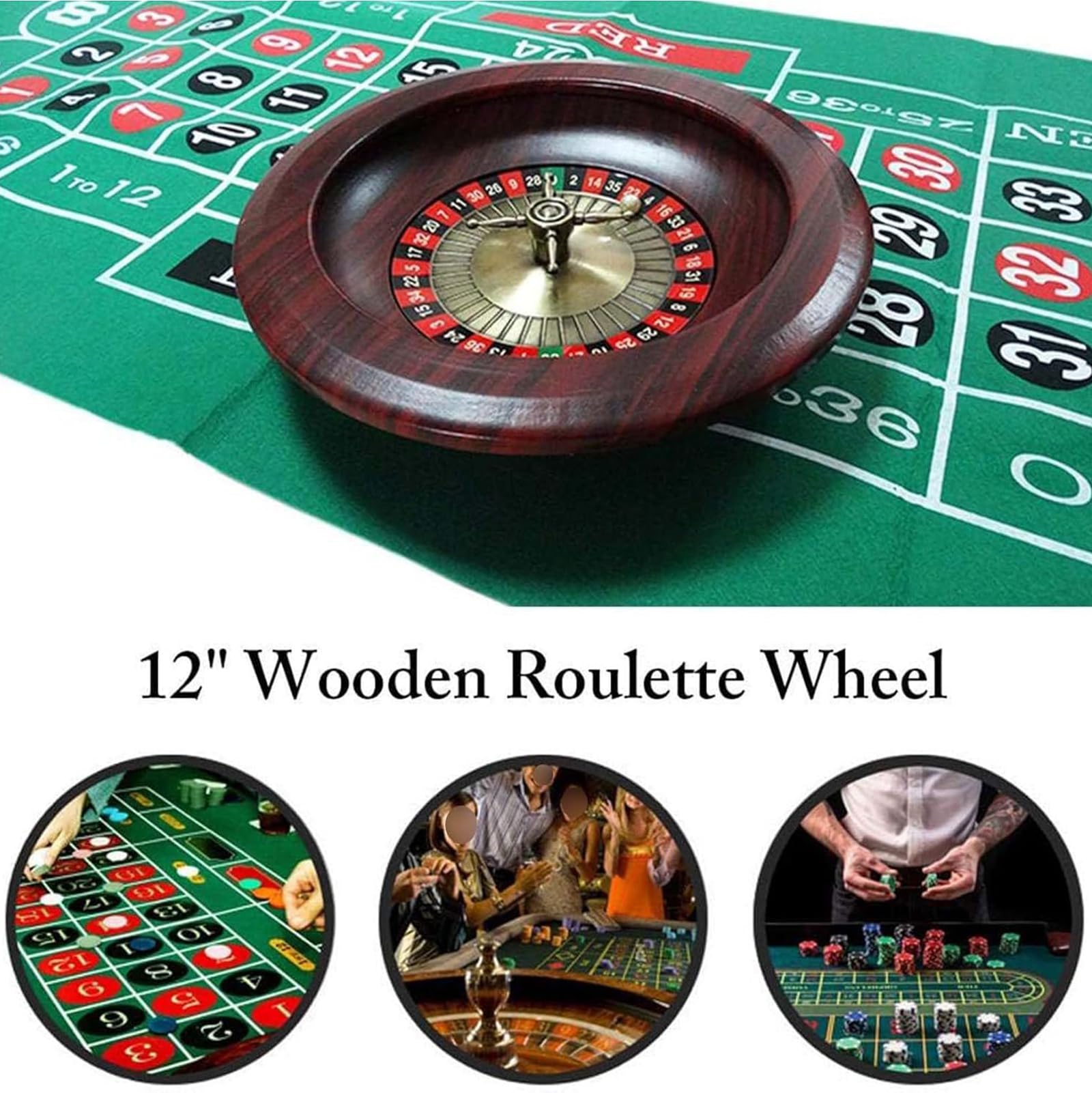 Générique Roulette De Jeu De Jeu De 12 Pouces Portable Roulette De Casino Roue De Paris en Bois Accessoires De Bureau Jeux De Table Occasionnels pour Une Soirée De Jeu Essentielle