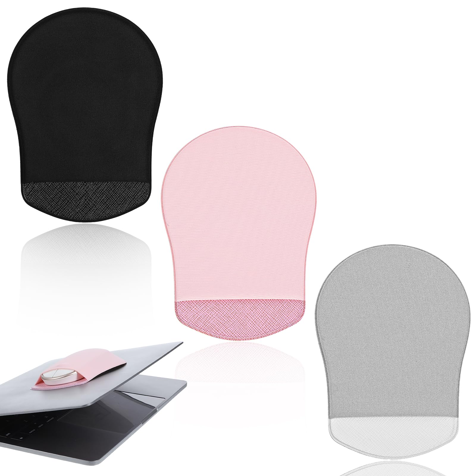 LLOUSSAK 3Colors Wireless Mouse Holder for Laptop, Stick on Mouse Pouch Universal Laptop Mouse Holder Bag, Reusable Self-Adhesive Mouse Pocket Storage Hard Drive Sleeve for Computer USB Cable Storage