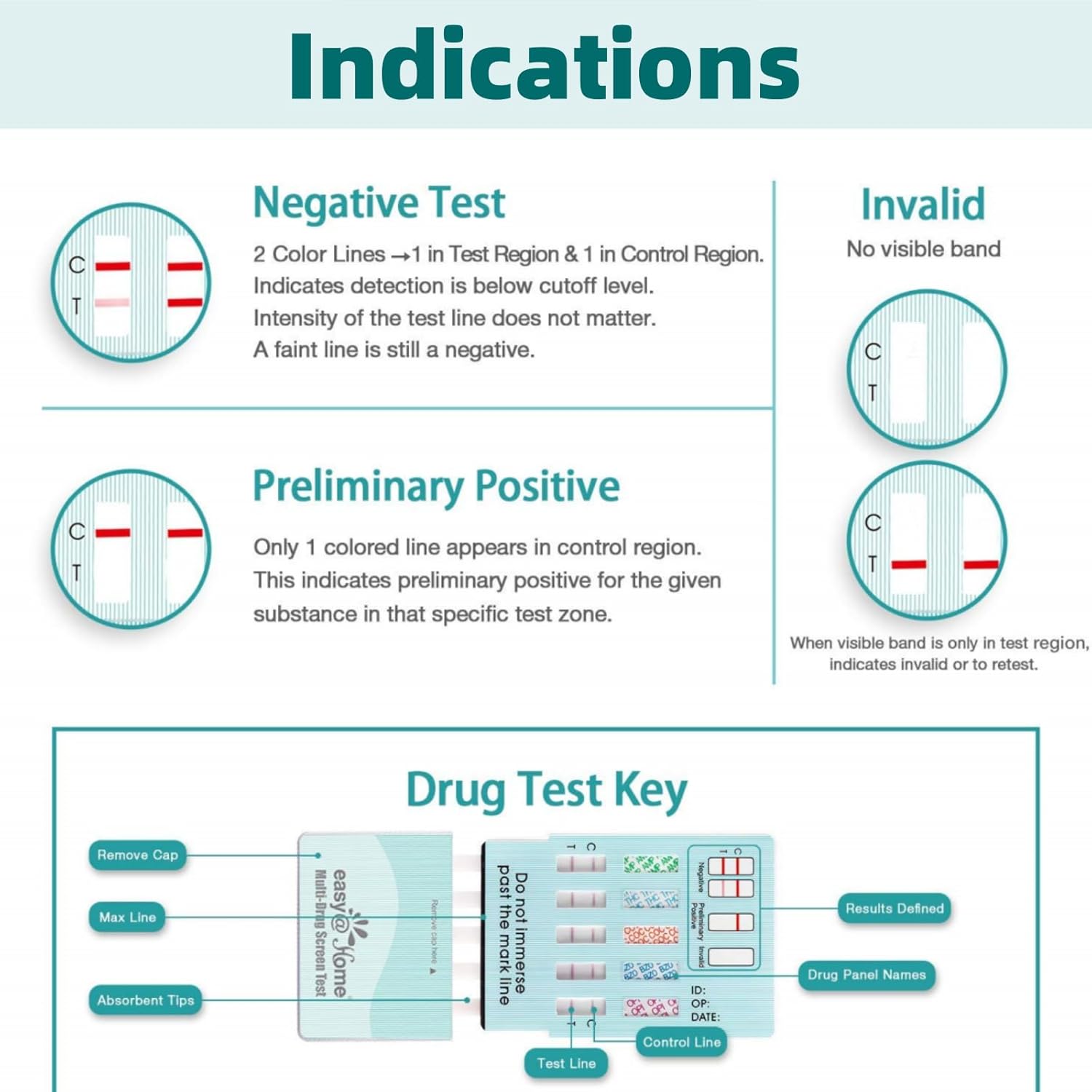 Easy@Home Multi-Drug Screen Test: 10 Pack Urine Drug Tests Kit, Testing AMP/BZO/COC/THC/MET/MOR/BAR/MDMA/PCP/MTD, Instant Drugs Test Kits Including Sensitive Marijuana Test, #EDOAP-3104