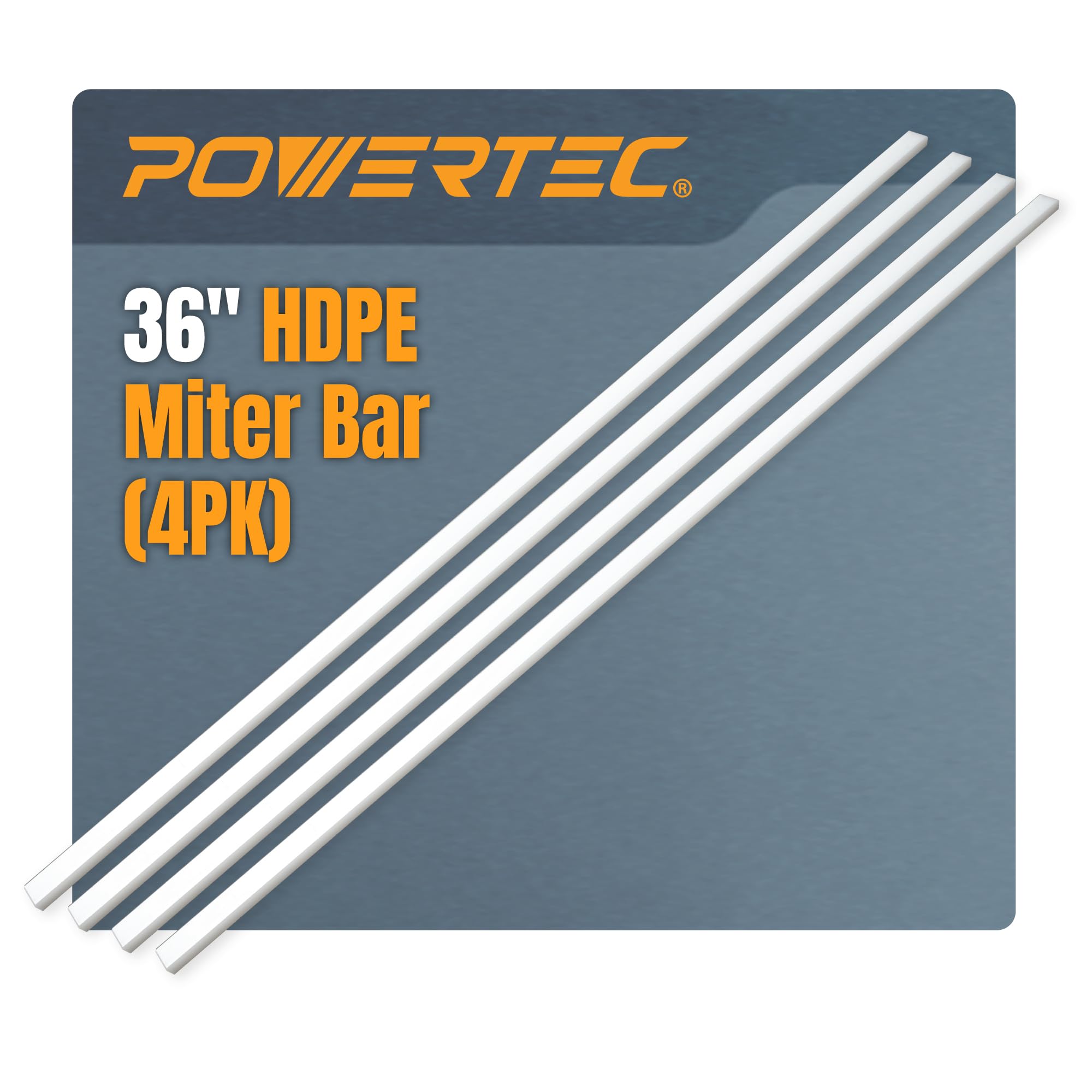 POWERTEC 36" HDPE Miter Bar for Table Saw Sled, Taper Jig Miter Slot Runners, Fits 3/4" x 3/8" Slot on Table Saw, Router Table, Band Saw, Wood Working Tools & Accessories, 4PK (71636-P2)