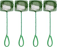 Aepeye 4-Pack 4 Inch Aquarium Fish Nets - Soft Nylon Mesh, 10" Non-Slip Handle, Safe Catch for Tanks & Pools - Green