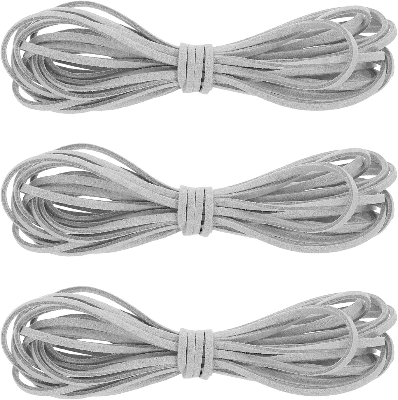 uxcell 3Pcs Faux Suede Leather String, 4.4 Yards 3mm Flat Suede Cord Thin Leather Lace for Jewelry Making Dream Catchers DIY Crafts, Light Gray