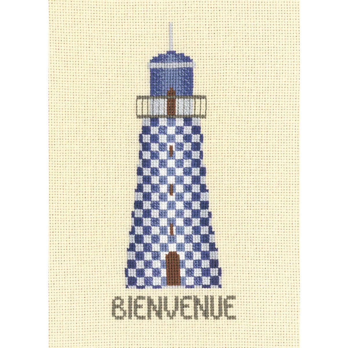 Le Bonheur des Dames counted cross stitch kit ""Blue Welcome Lighthouse"", 6x14,5c