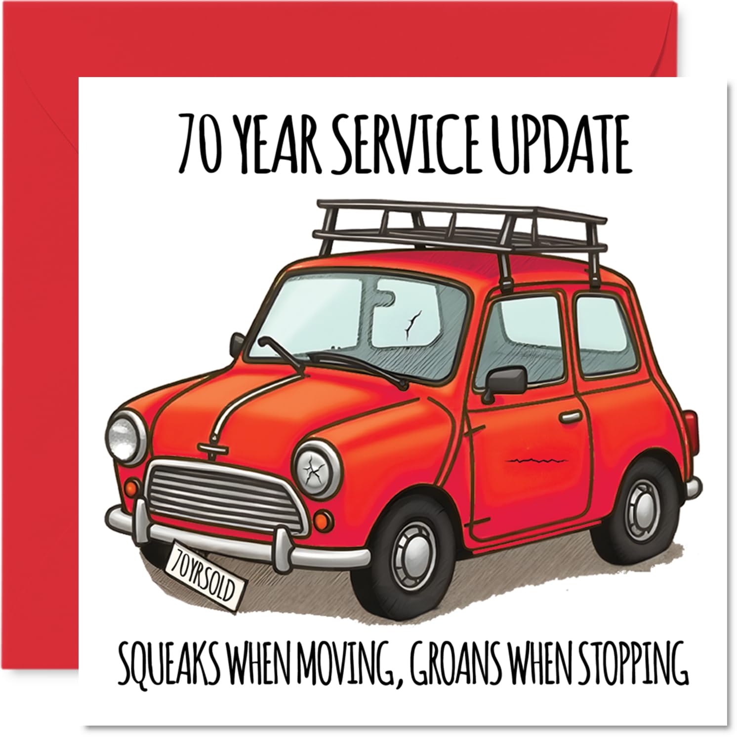 Stuff4 70th Birthday Cards for Men Women - Yearly Service Update - Happy Birthday Card for 70 Year Old Man Woman Nanny Aunt Uncle Husband, 5.7 Inch Bday Greeting Cards