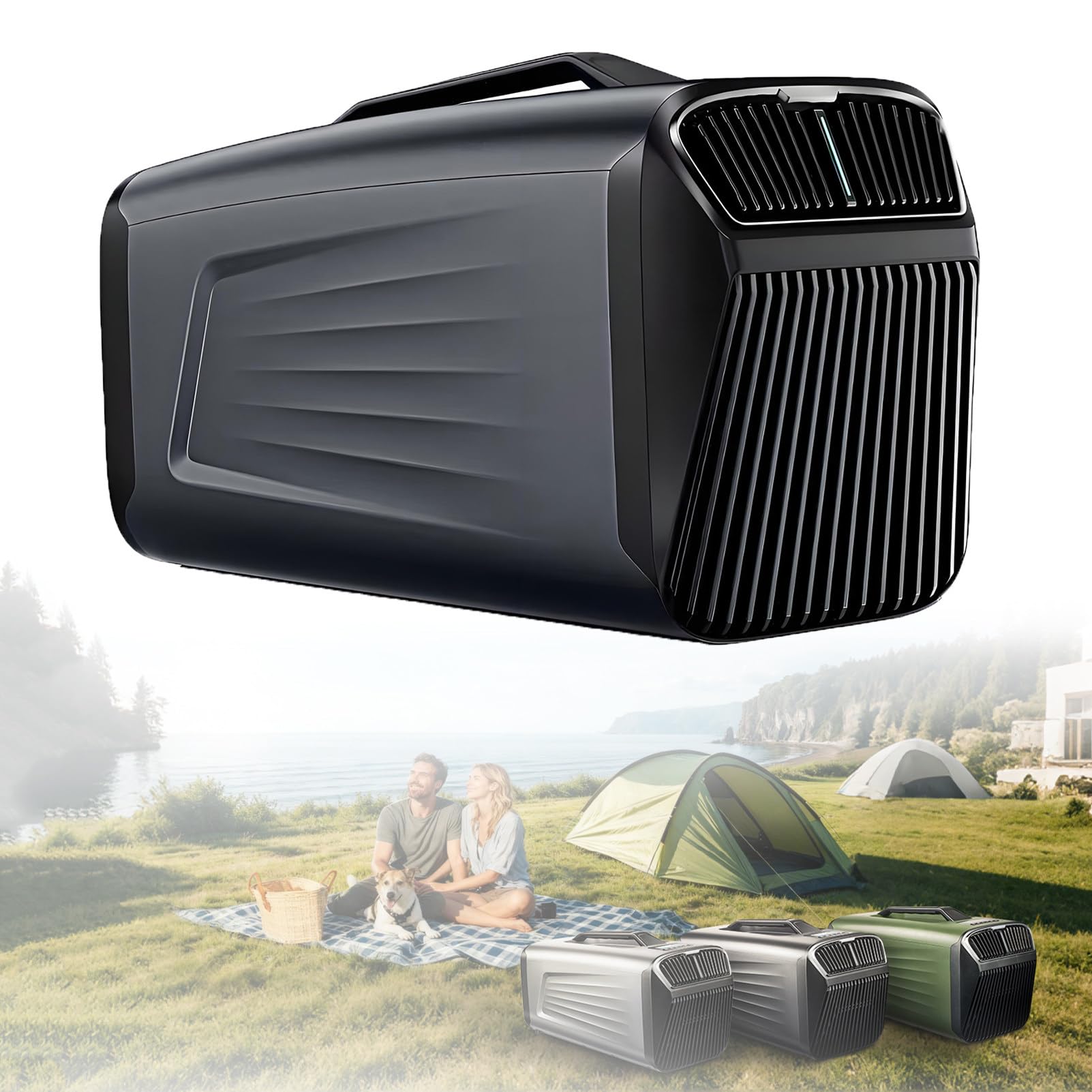 EpyGnom 5200 BTU Portable Air Conditioner Camping, 400W Energy-Saving Tent AC Unit with Remote Control, Fast Cooling Dehumidifier for RV, Tent, Boat and Fishing Grey