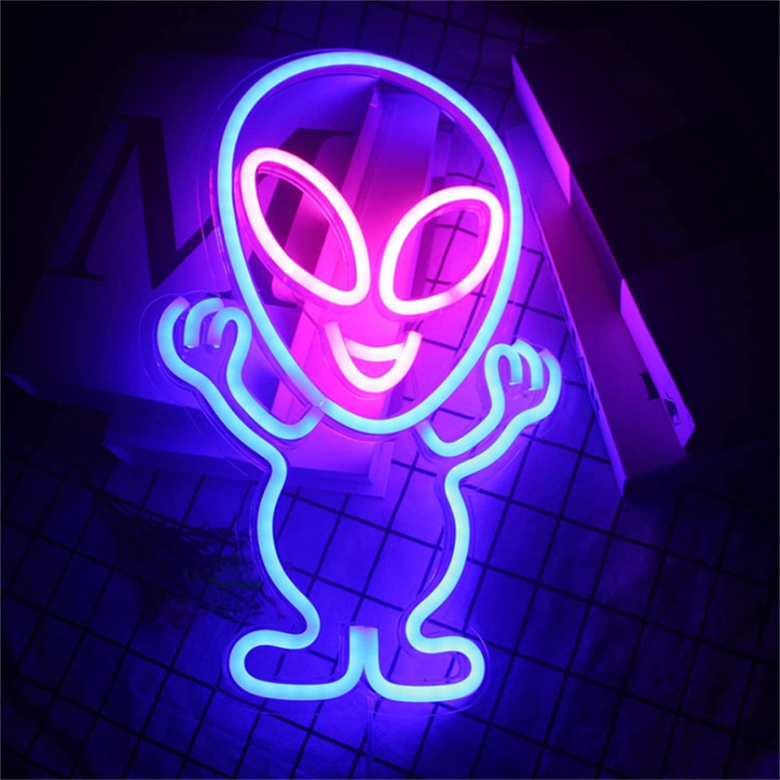 Insegne al neon a LED Lampada al neon di design alieno Luce notturna Bar Ristorante Clubhouse interna Decorazione da parete per pubblicità USB,B