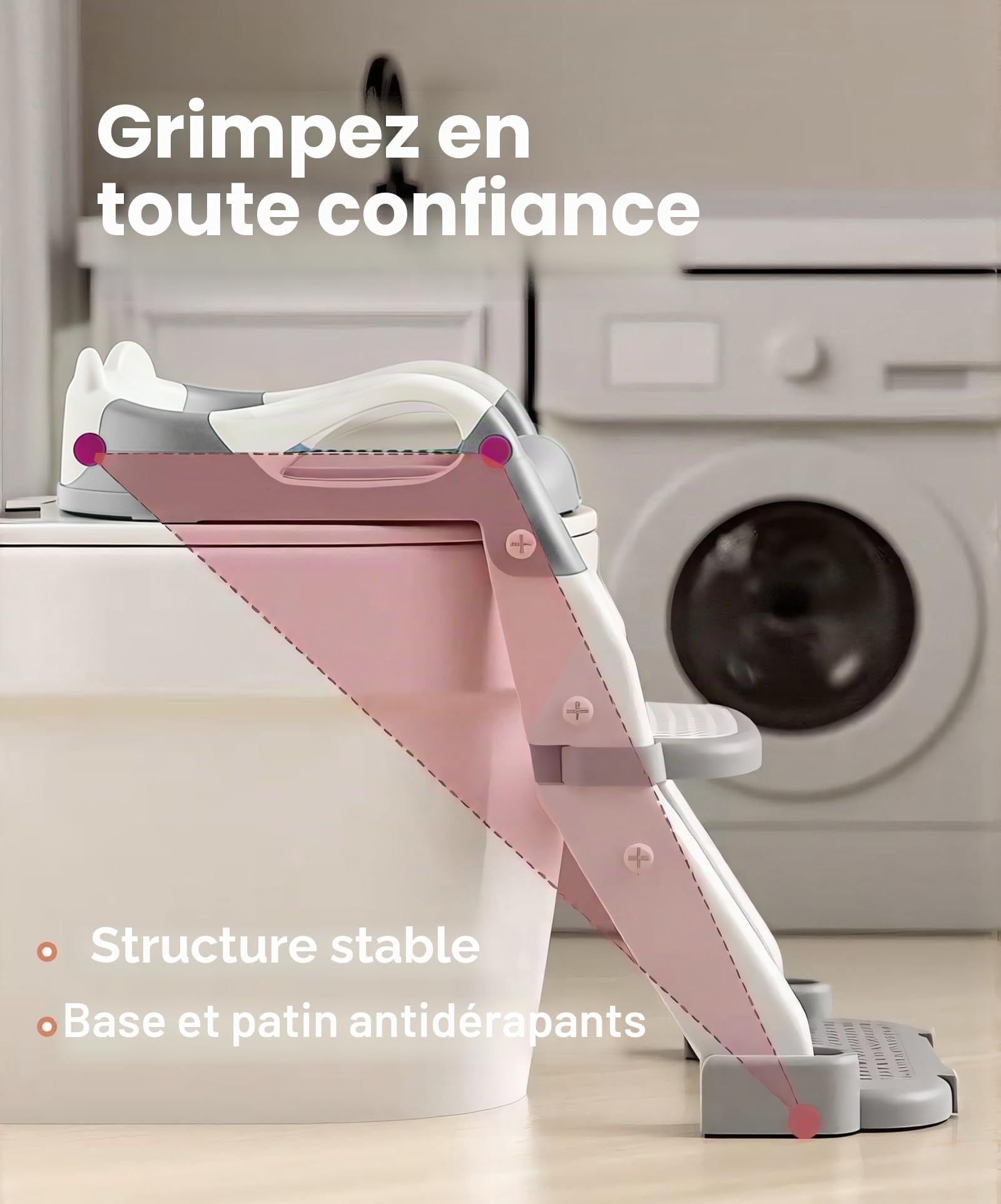 Reducteur Toilette Enfant—Adaptateur Toilette Enfant 3 en 1 AntidéRapant, RéSistant à L'Eau, Avec Pare éClaboussures IdéAl Pour L'Apprentissage de la Propreté en Autonomie (Gris)