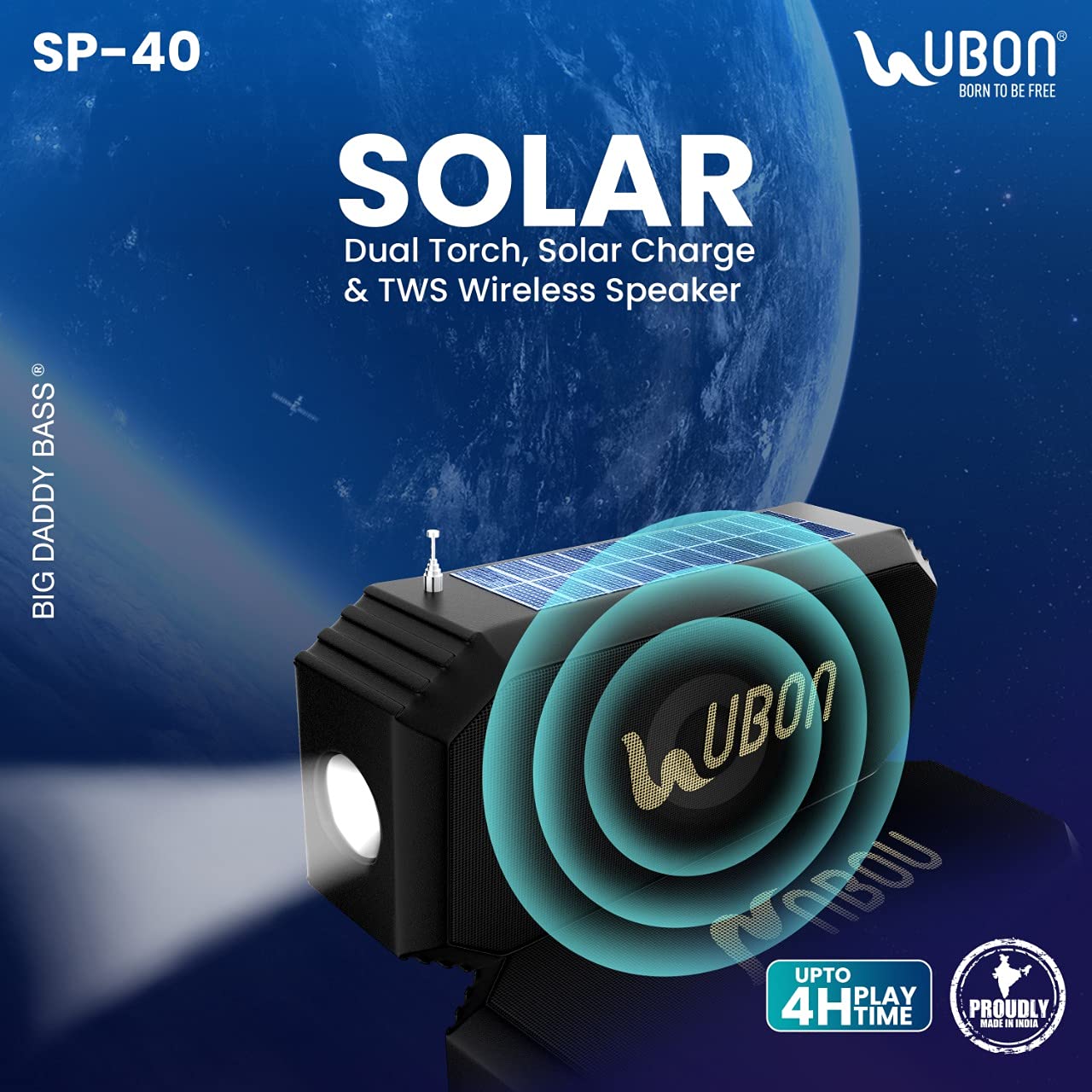 Ubon SP-40 Solar Chargeable Dual Torch 