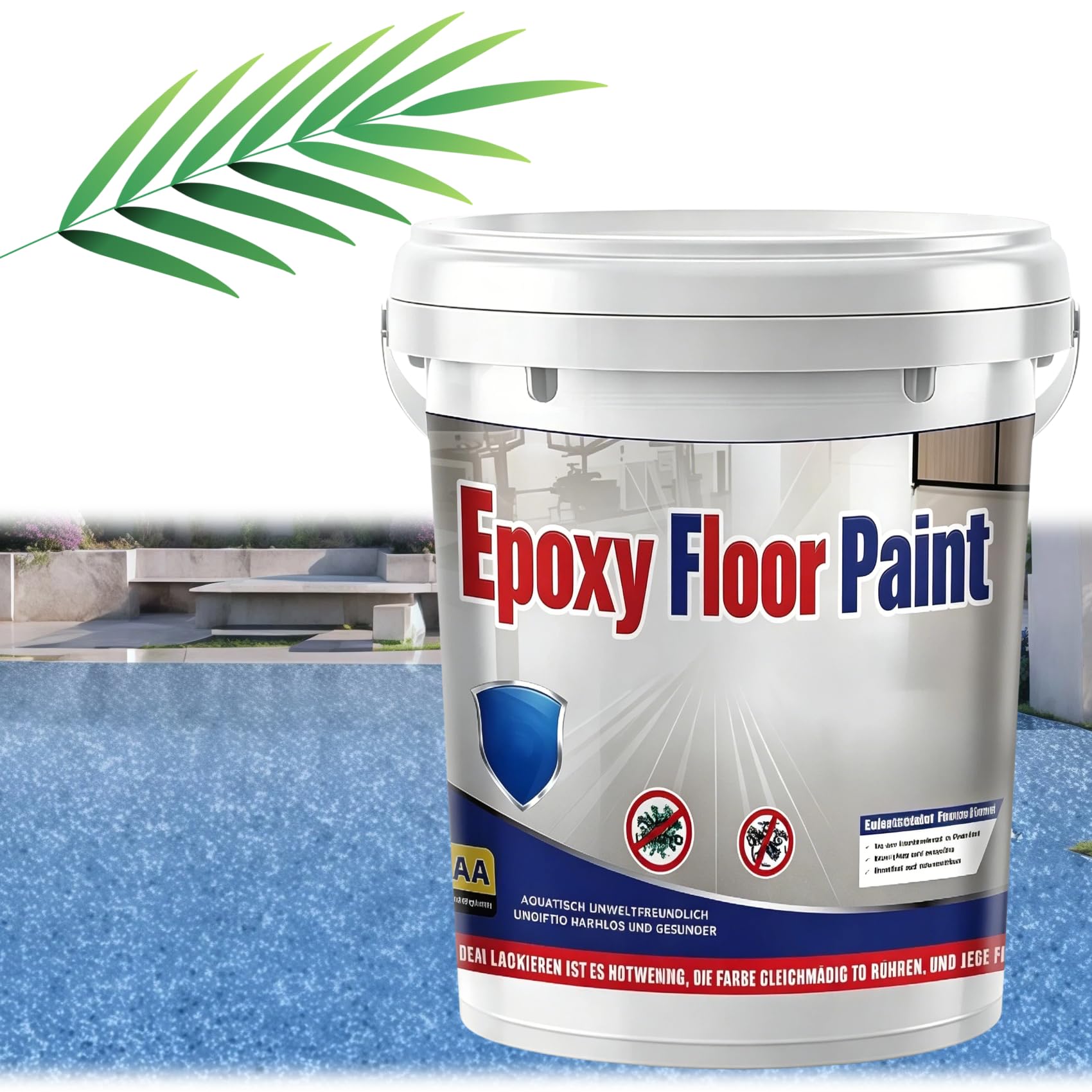 Jelaqmot Epoxy Colored Sand Floor Paint for Concrete, Garage, Basement & Outdoor, Self-Leveling Marble Effect, Waterproof Non-Slip (Light Blue)