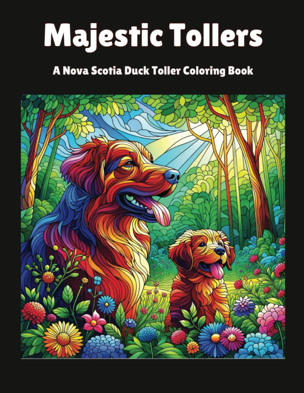 Majestic Tollers: A Nova Scotia Duck Toller Coloring Book: Relaxing Coloring Experience for Adults. Perfect Gift for Dog Moms, Toller Lovers, Women, Men