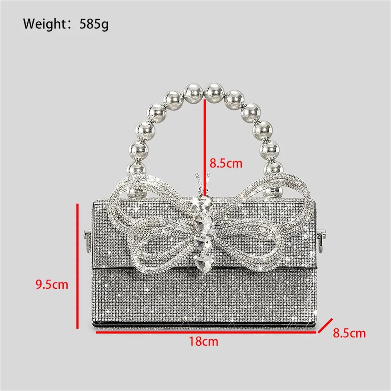 Bolsos Pedrería Mujer Bolso de noche con lazo diamantes a la moda, bolsos mujer cuentas imitación, bolso hombro tipo bandolera brillante, pequeños solapa