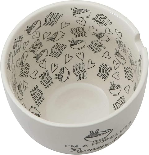 Miniatura 4 de Enesco 6002424 Our Name is Mud Hopeless Ramen-Tic - Juego de tazón de sopa y palillos, color blanco, 5 pulgadas