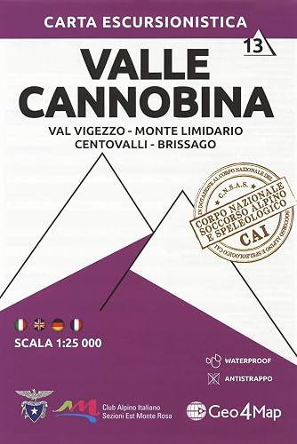 Carta escursionistica Valle Cannobina. Scala 1:25.000. Ediz. italiana, inglese, tedesca e francese (Vol. 13)