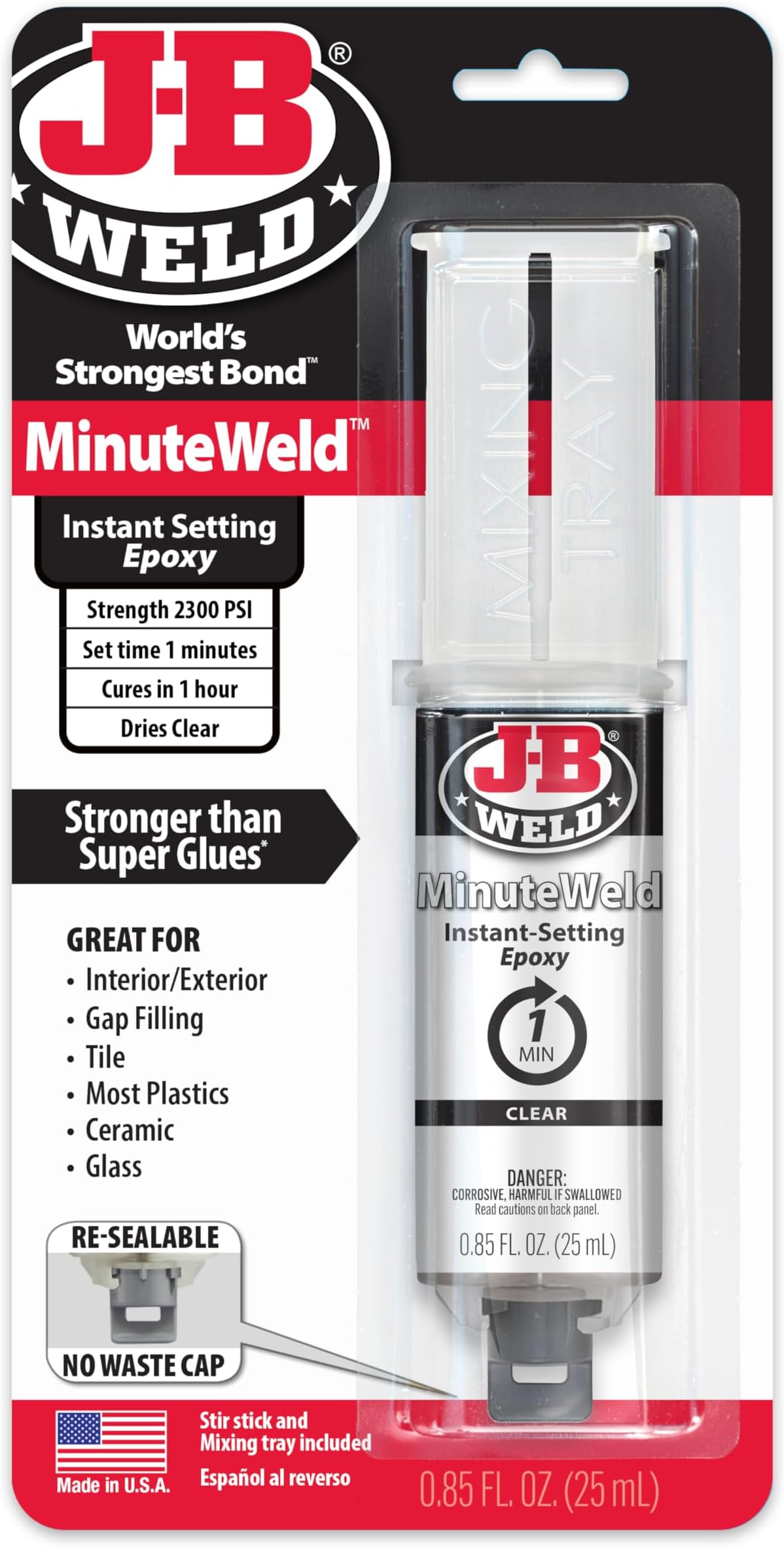 50101 MinuteWeld Instant-Setting Epoxy Syringe - Clear - 25ml, 0.85 Fl Oz (Pack of 1)