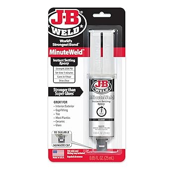 J-B Weld 50101 MinuteWeld Instant-Setting Epoxy Syringe - Clear - 25ml, 0.85 Fl Oz Pack of 1
