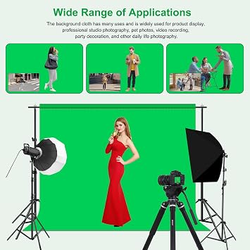 PULUZ 9.9x6.6ft Green Screen Backdrop with Clips, Chroma Key Background