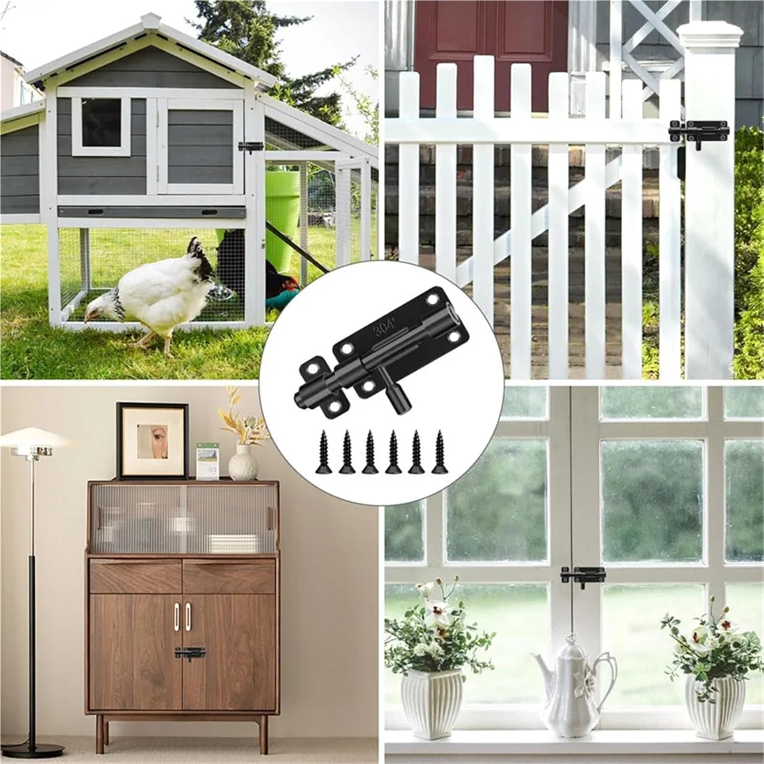 Door Surface Bolt Latch 5 Sets Stainless Steel Sliding Latch Lock Door Bolts