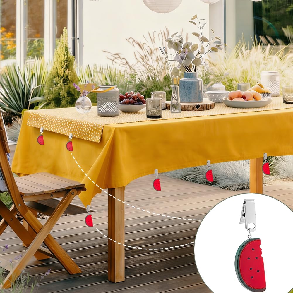 AHANDMAKER 10Pcs Watermelon Tablecloth Weights, Cute Fruit Shaped Outdoor Table Clips Heavy Duty Resin Table Cloth Holder Clips for Outdoor Garden Party Camping Picnic Tables Windy Days image 4