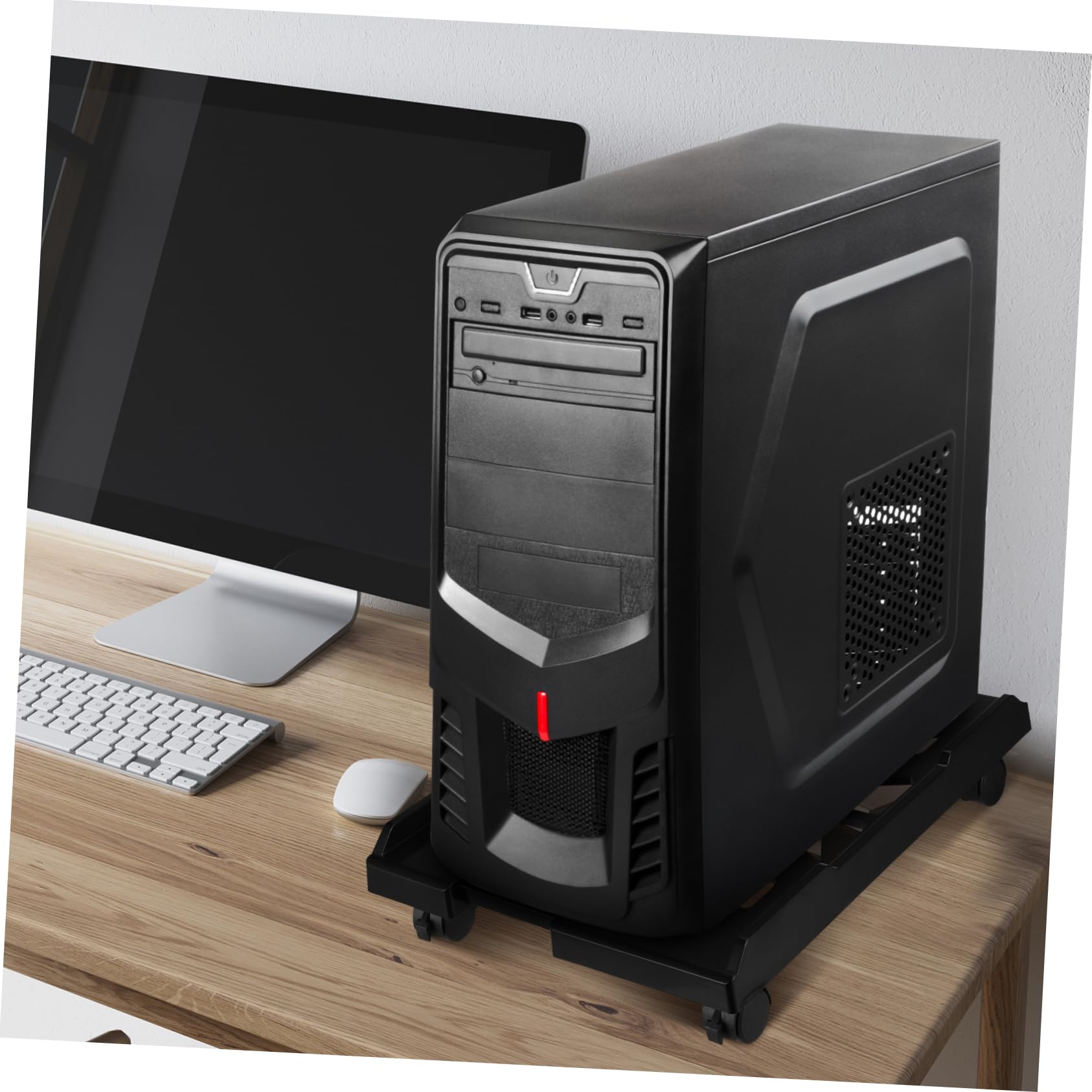 Homoyoyo Soporte para Torre de CPU Negro con Ruedas Ajustable y Diseño Telescópico de Abs para Uso Versátil en Oficina, Hogar y Escuela