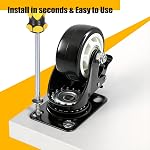 QNCZ Caster Wheels, 3 Inch Heavy Duty Casters Set of 4, Silent Industrial Casters Load 1500lbs, Swivel Casters for Furniture, Workbench and Cart Wheels