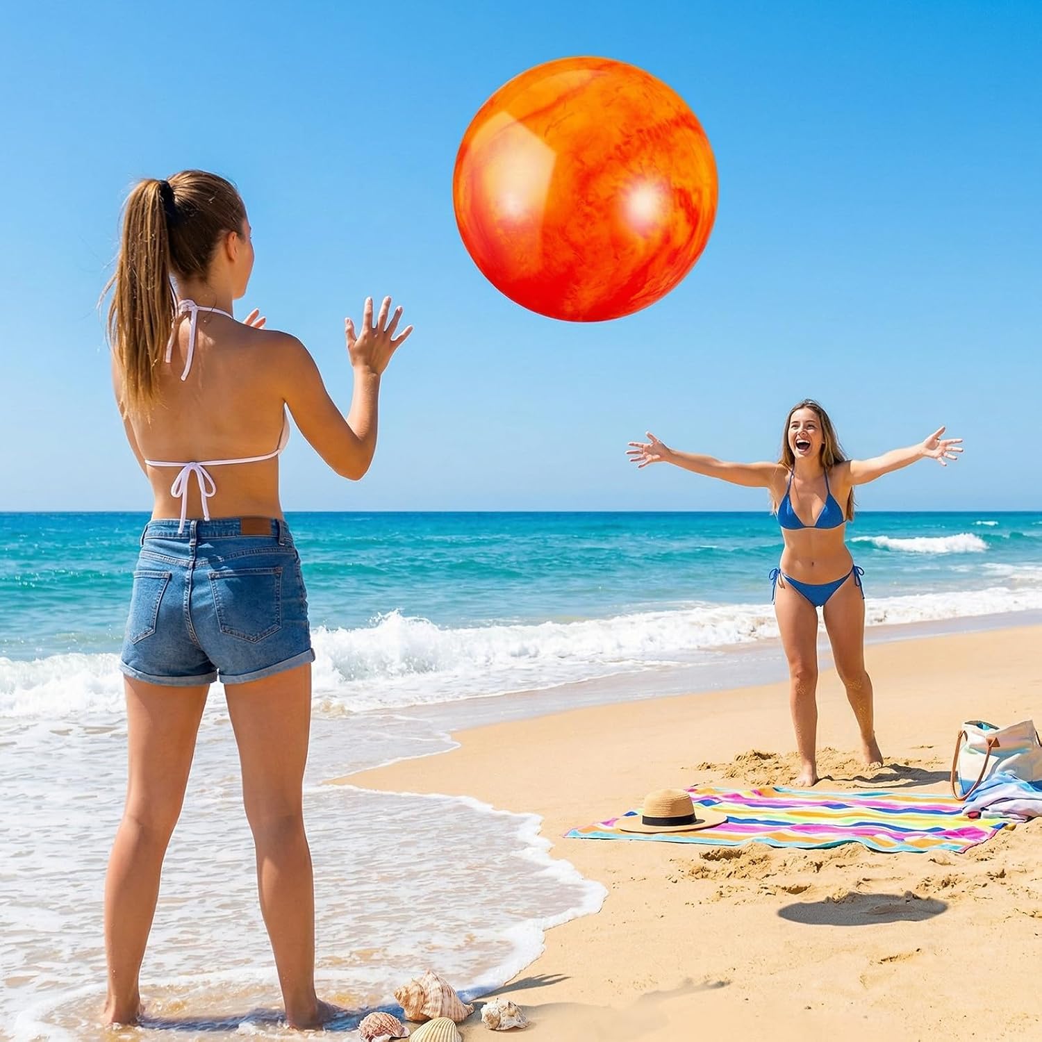 WY LIGHTING LEVEL 5 PCS Inflatable Playground Balls 18 Inch Kickball Dodge Ball Fun Bouncy Balls Bouncing Sensory Playballs with Hand Air Pump for Backyard Party Indoor Outdoor