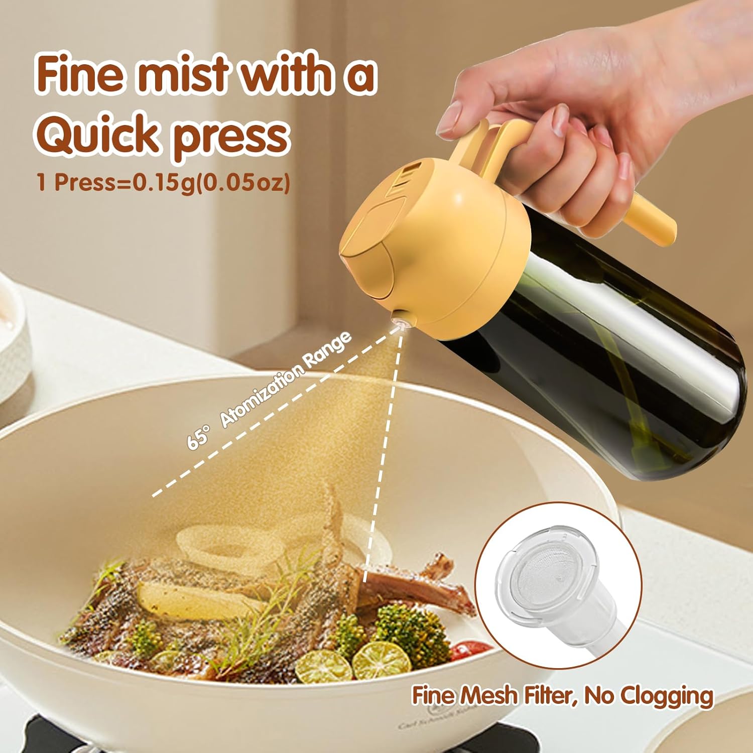 YARRAMATE 16oz/470ml Glass Olive Oil Sprayer (Orange), Espresso Cup and Rechargeable Milk Frother