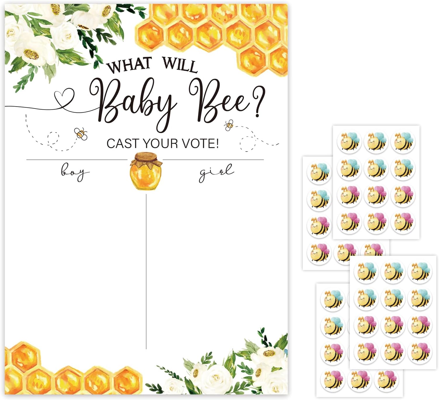 RKJRTKGender Announcement Party Decorations Baby Showers Voting Poster And Stickers Boy Or Girl Gender Prediction Kits