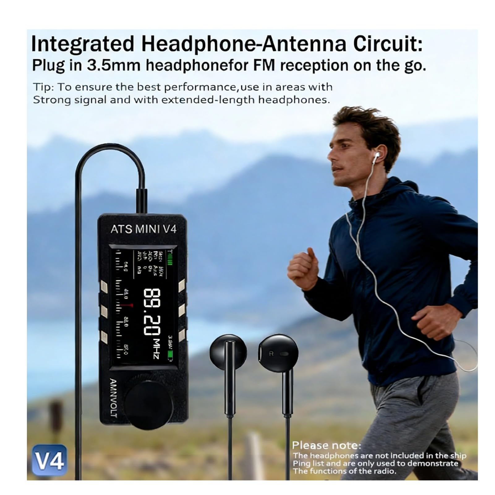 ATS Mini V4 Radio, Si4732 DSP Kurzwellenempfänger, tragbares Allband-Taschenradio mit Hi-Z-Schaltung und Kopfhörerverstärker für Reisen, Radiobegeisterte