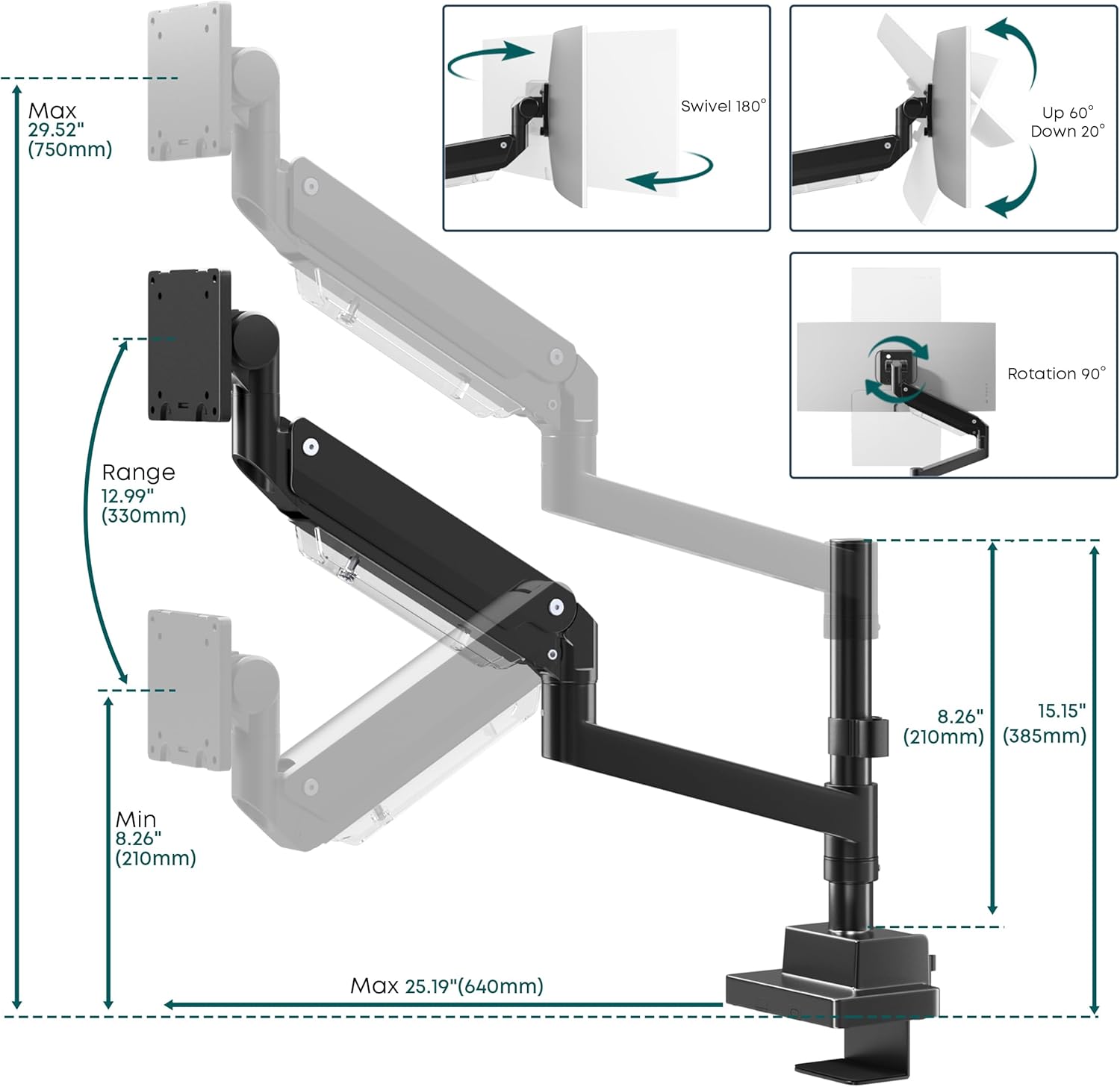 ウルトラワイドモニターアーム 高耐久 24~57インチ - アルミニウム製